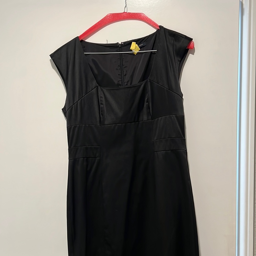 Black satin cocktail dress
